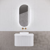 RIVA PARIS Matte White Oval LED Shaving Cabinet 450mm