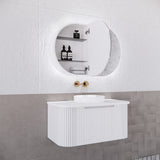 RIVA PARIS Matte White Oval LED Shaving Cabinet 870mm