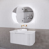 RIVA PARIS Matte White Oval LED Shaving Cabinet 870mm