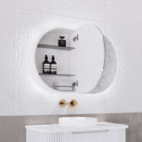 RIVA PARIS Matte White Oval LED Shaving Cabinet 870mm