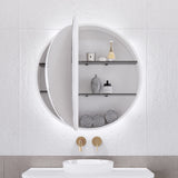 RIVA PARIS Matte White Round LED Shaving Cabinet 800mm