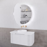 RIVA PARIS Matte White Round LED Shaving Cabinet 800mm