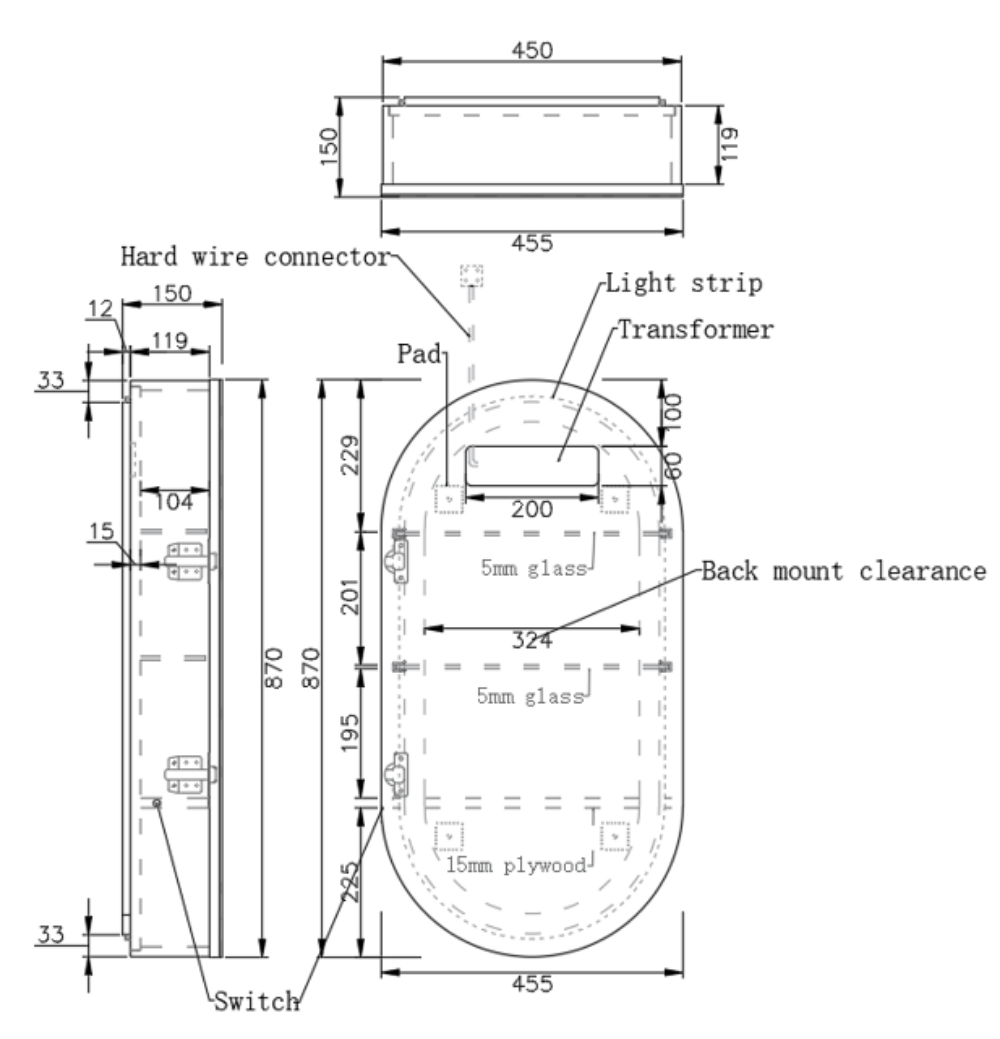 RIVA_PARIS_Oval_LED_Shaving_Cabinet_450mm-drawing