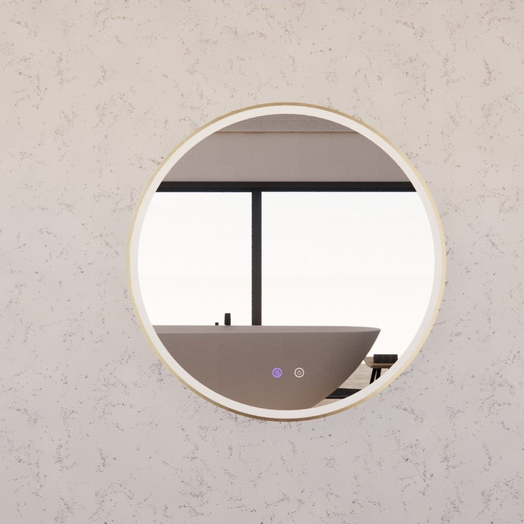 RIVA R3 LED Round Frame Mirror 600/800mm Brushed Gold