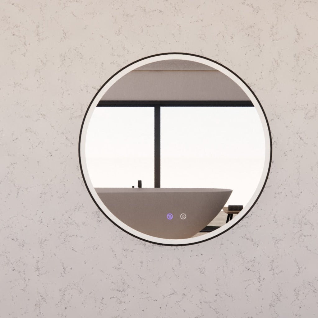 RIVA R3 LED Round Frame Mirror 600/800mm Matte Black