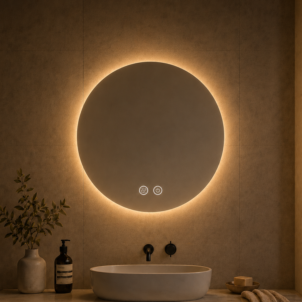 RIVA R4 Back-Lit LED Round Frameless Mirror 600/800mm
