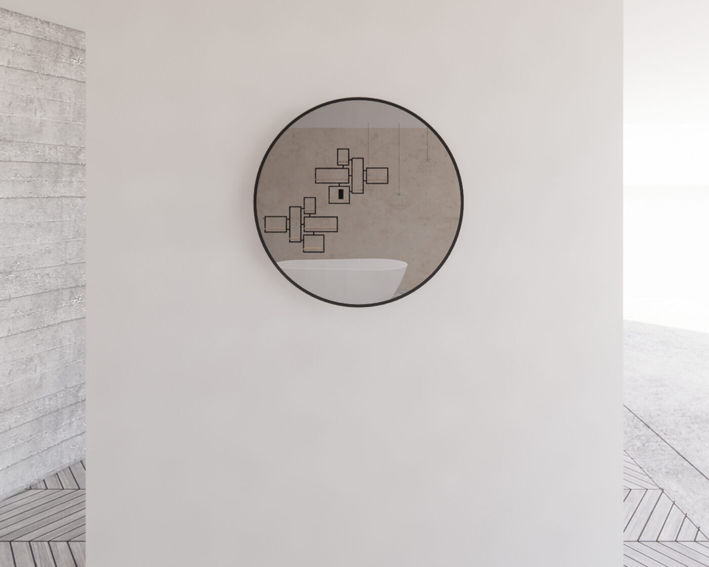 RIVA Round Framed Mirror 600/800mm - Matte Black