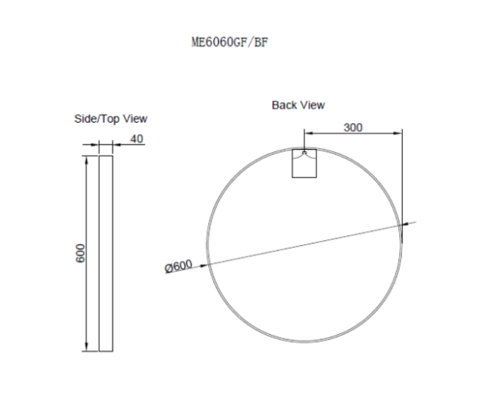 RIVA Round Framed Mirror 600/800mm 