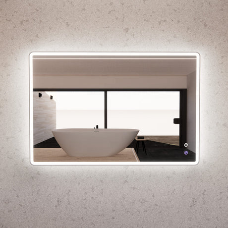 RIVA S4 LED Rectangle Frame Mirror 900/1200mm Brushed Nickel