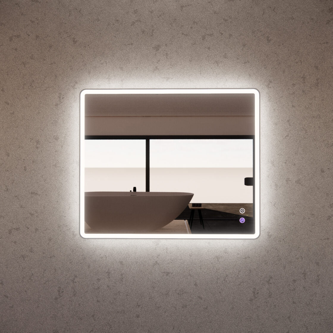RIVA S4 LED Rectangle Frame Mirror 900/1200mm Brushed Nickel