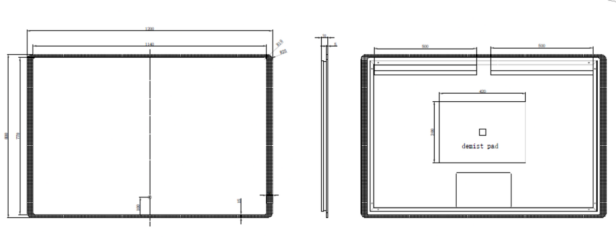 RIVA S5 LED Rectangle Frameless Mirror 500/750/1200/1500mm-Clearance