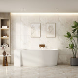 Rose V-Groove Corner Back-to-Wall Bathtub (Matte White) 1500/1700mm