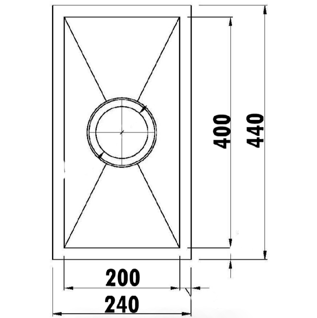 Rosa Chrome Kitchen Sink (240x440x200)