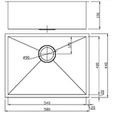 Rosa Above / Undermount 580 x 440 x 200mm (Chrome)