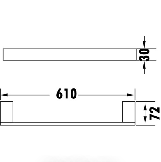 Rosa Towel Rail 610 mm - Technical Drawing