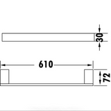 Rosa Towel Rail 610 mm - Technical Drawing