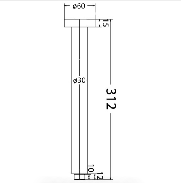 Round Vertical Shower Arm