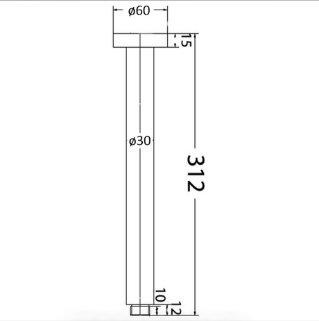Round Vertical Shower Arm