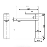 Ruki Basin Mixer - Technical Drawing