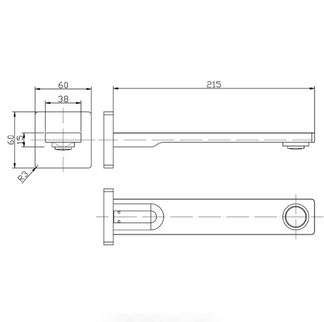 Ruki Bath Spout - Technical Drawing