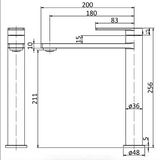 Ruki High Rise Basin Mixer - Technical Drawing