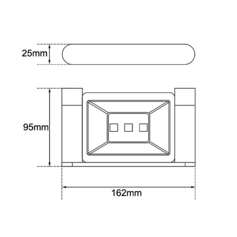 RUSHY Soap Dish Holder - Chrome Technical Drawing