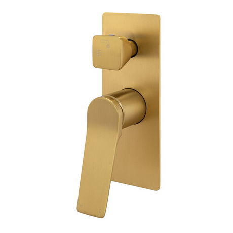 RUSHY Square Wall Mixer With Diverter - Brushed Brass
