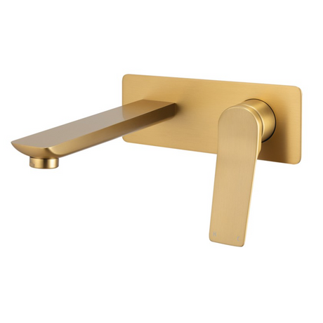 RUSHY Square Wall Mixer With Spout - Brushed Brass