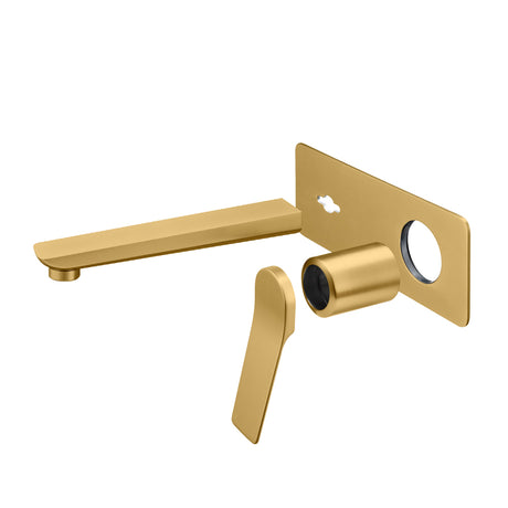 RUSHY Square Wall Mixer With Spout - Brushed Brass