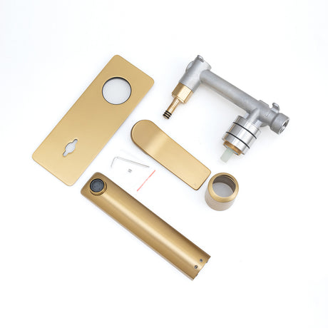 RUSHY Square Wall Mixer With Spout - Brushed Brass