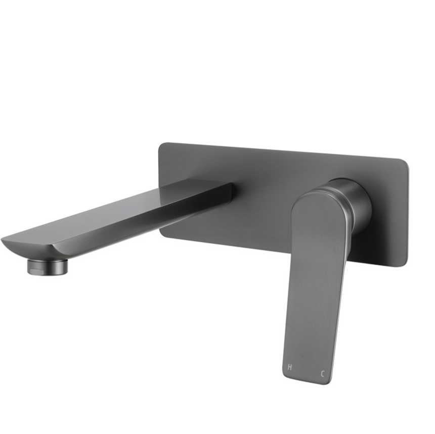 RUSHY Square Wall Mixer With Spout - Brushed Gun Metal