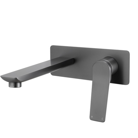 RUSHY Square Wall Mixer With Spout - Brushed Gun Metal