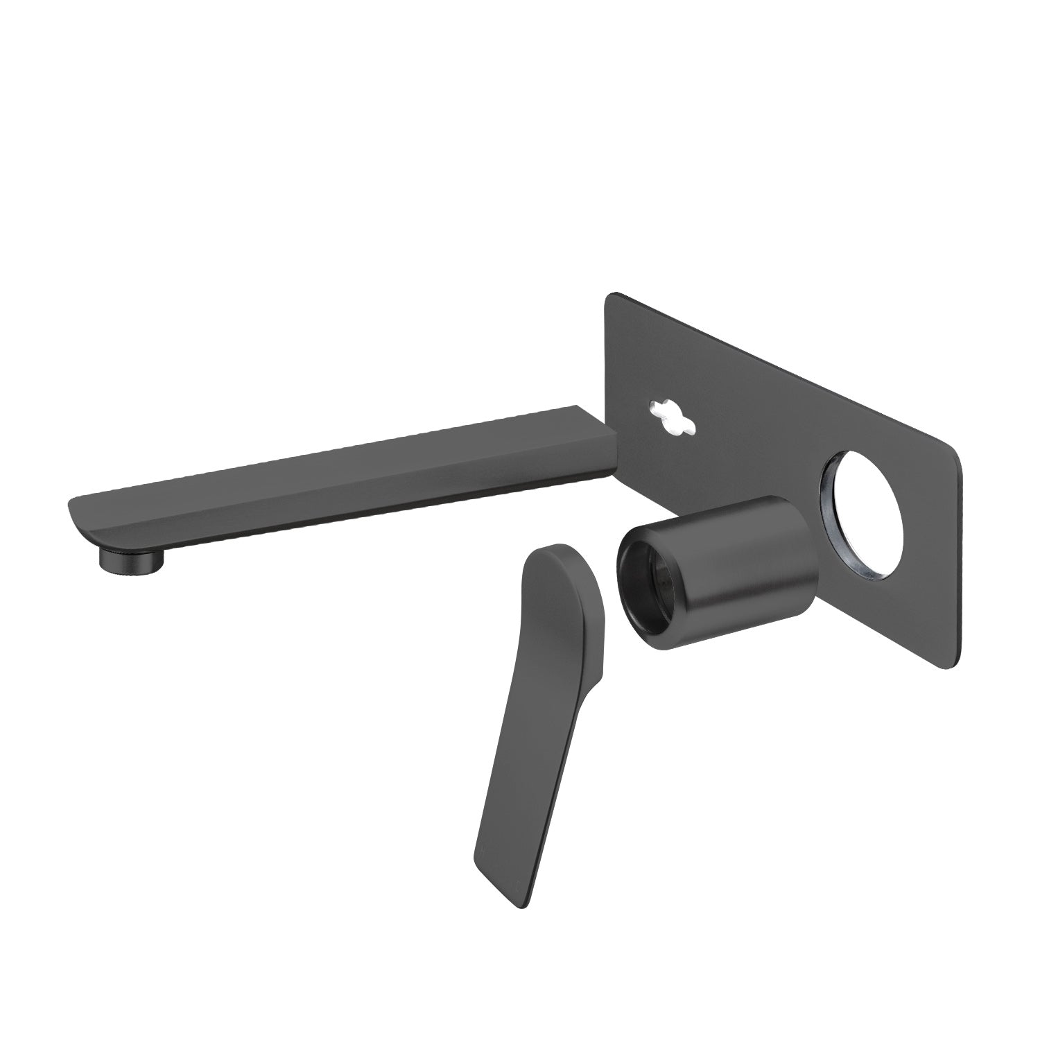 RUSHY Square Wall Mixer With Spout - Brushed Gun Metal