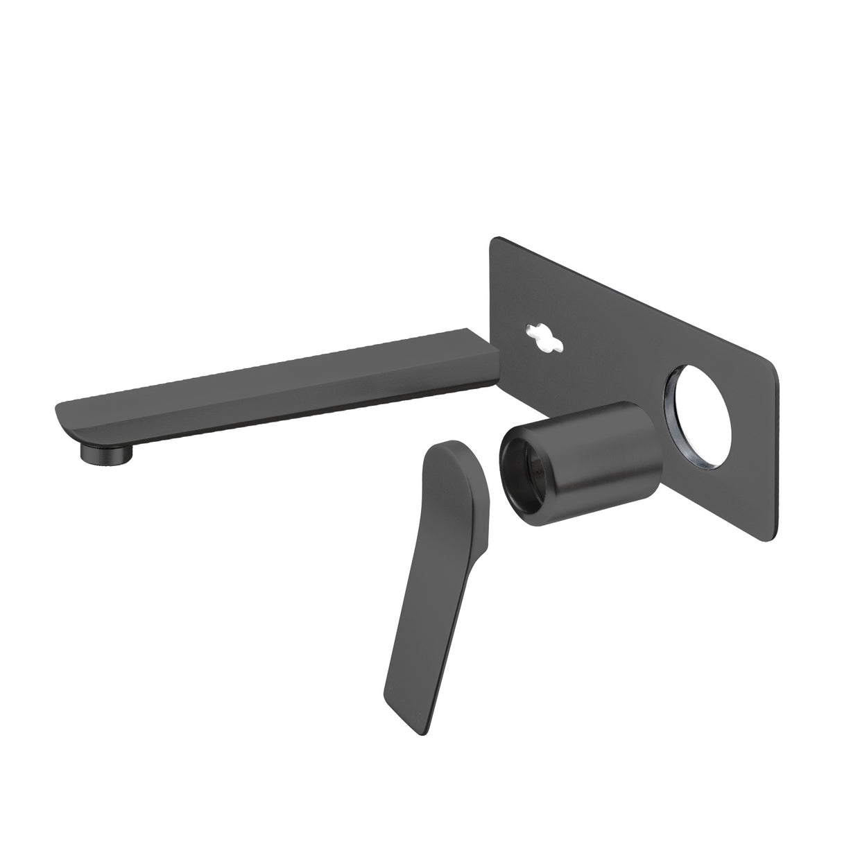 RUSHY Square Wall Mixer With Spout - Brushed Gun Metal