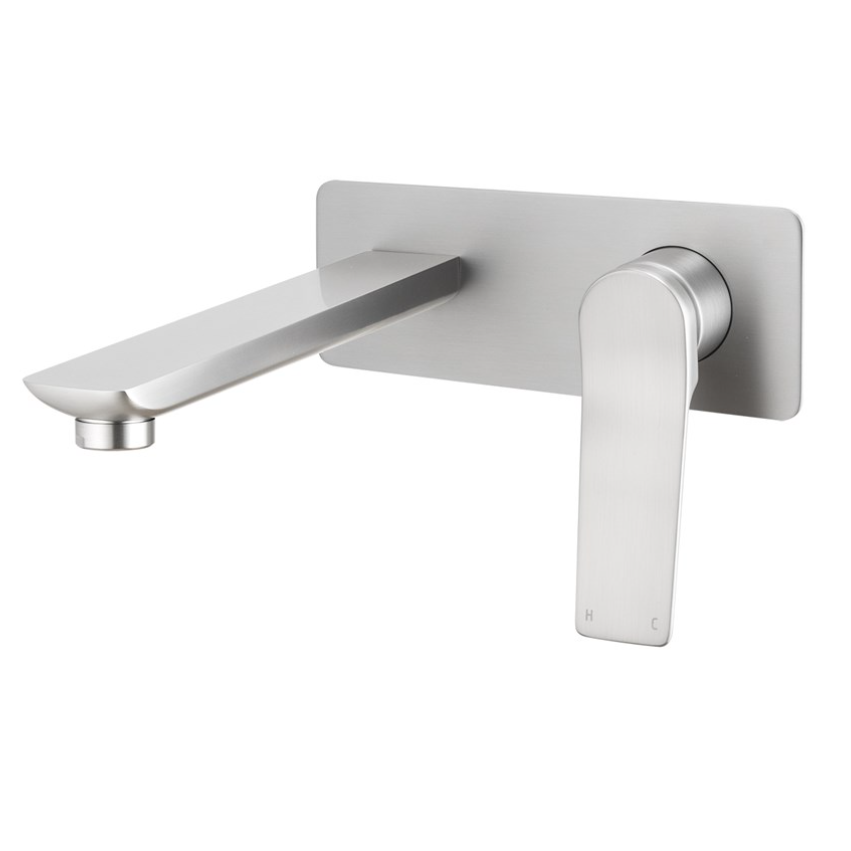 RUSHY Square Wall Mixer With Spout - Brushed Nickel