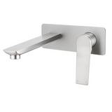 RUSHY Square Wall Mixer With Spout - Brushed Nickel