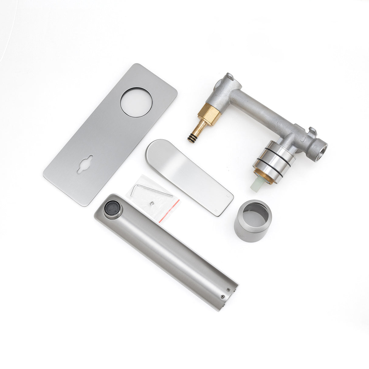RUSHY Square Wall Mixer With Spout - Brushed Nickel