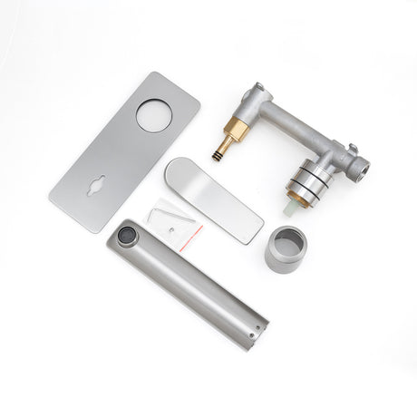 RUSHY Square Wall Mixer With Spout - Brushed Nickel