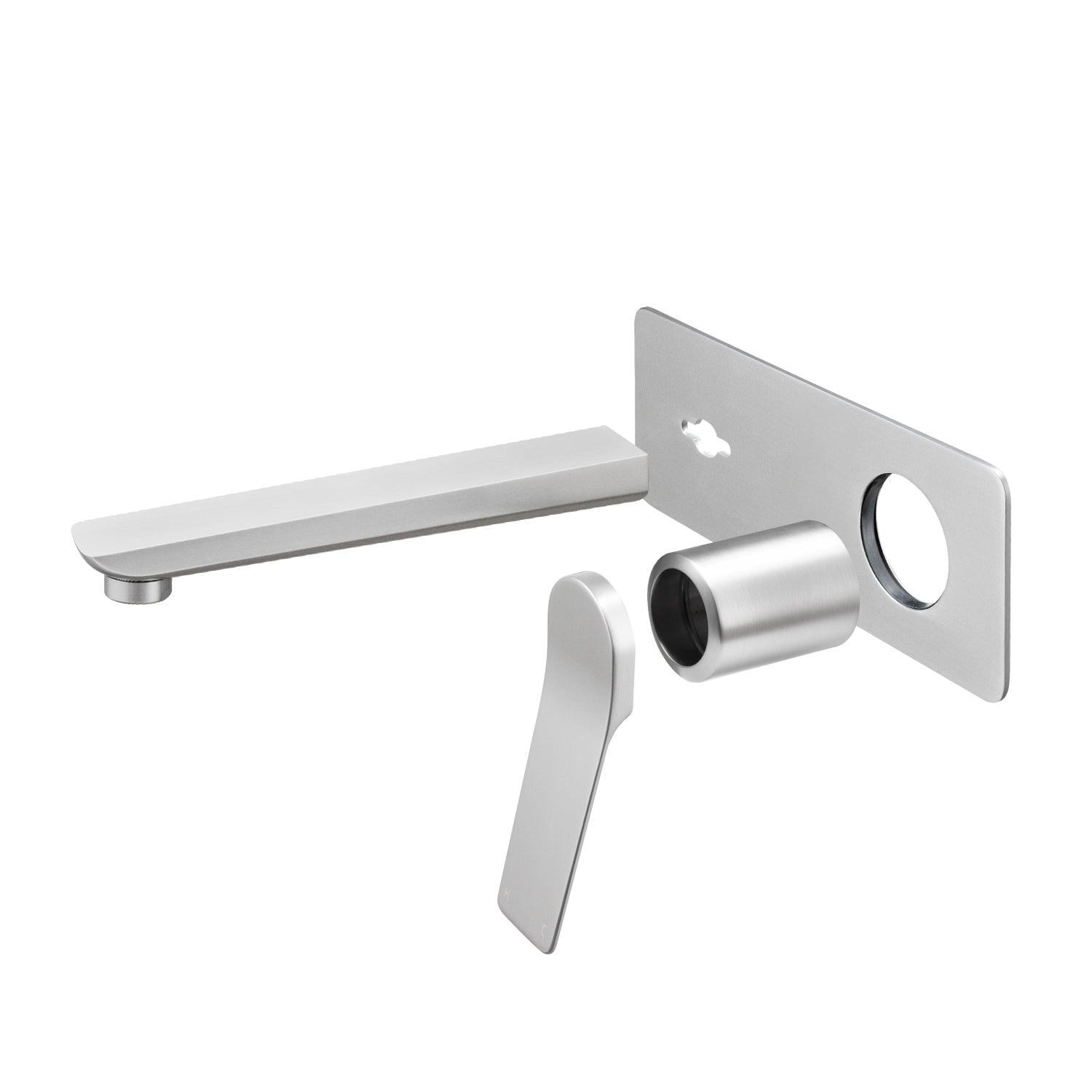 RUSHY Square Wall Mixer With Spout - Brushed Nickel