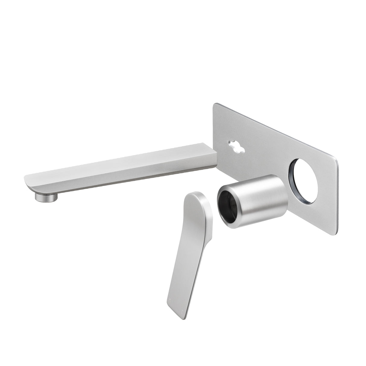 RUSHY Square Wall Mixer With Spout - Brushed Nickel