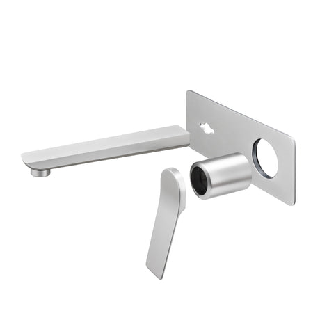 RUSHY Square Wall Mixer With Spout - Brushed Nickel