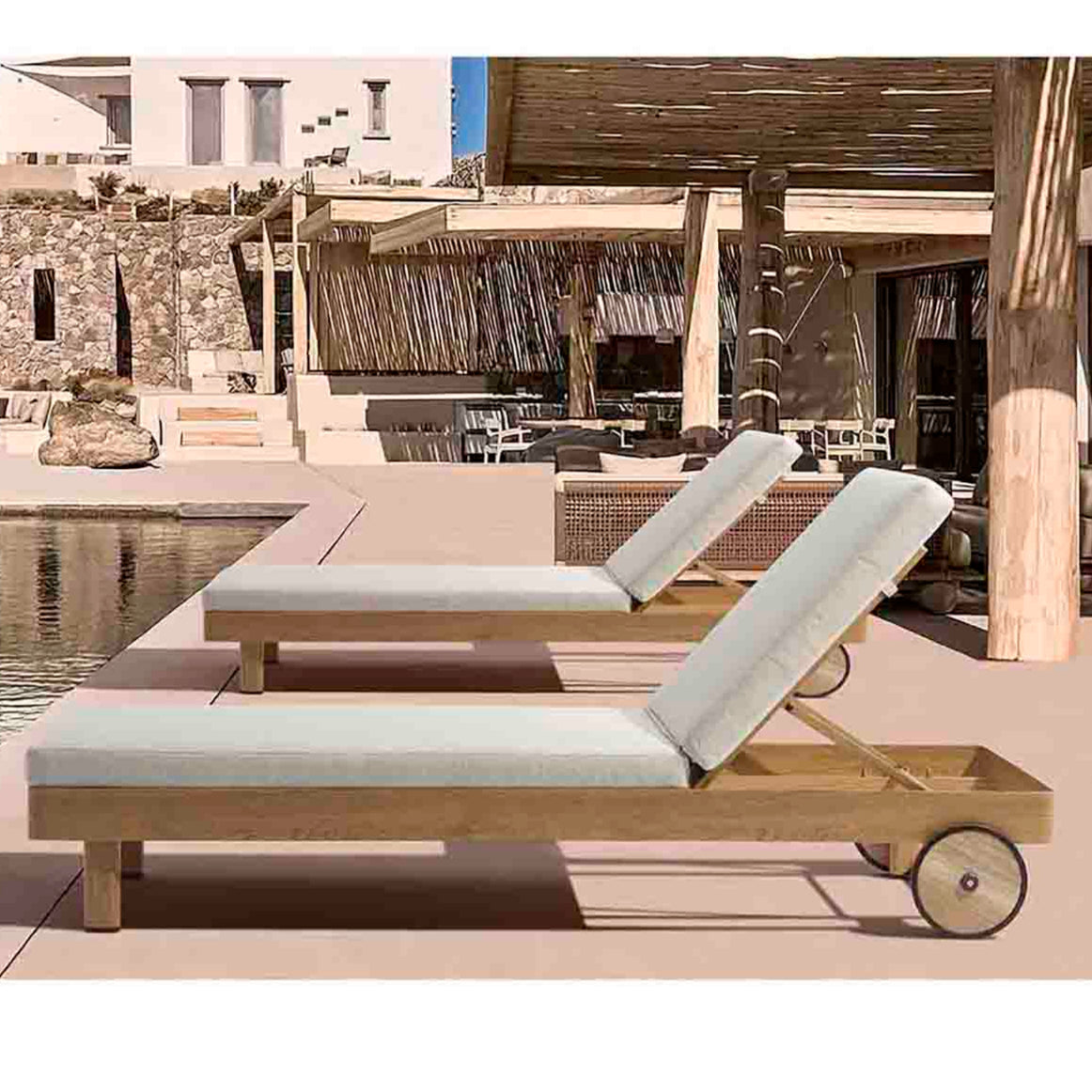 Regina Outdoor Aluminium Sunlounger in Teak Look