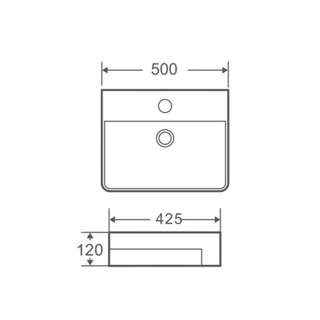 Riff 50M Semi-Recessed Basin-drawing