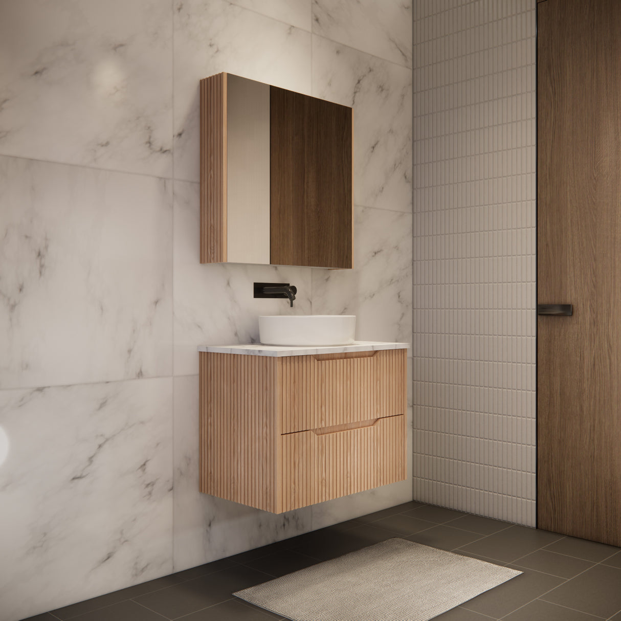 Riva BALI Wall Hung Vanity American Oak 