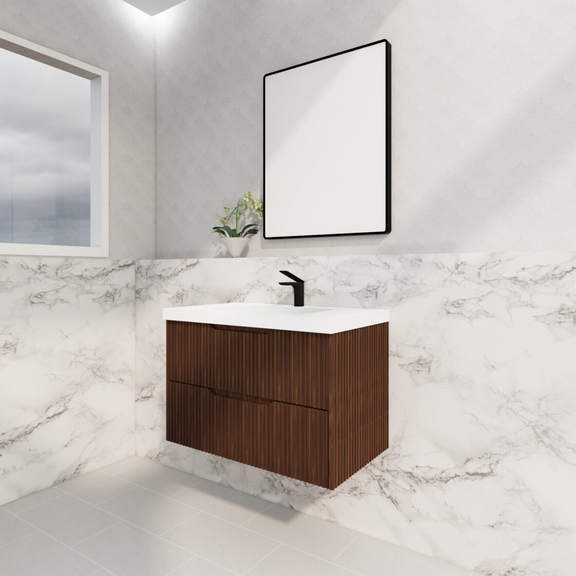 Riva BALI Wall Hung Vanity Brown Oak (All Sizes)