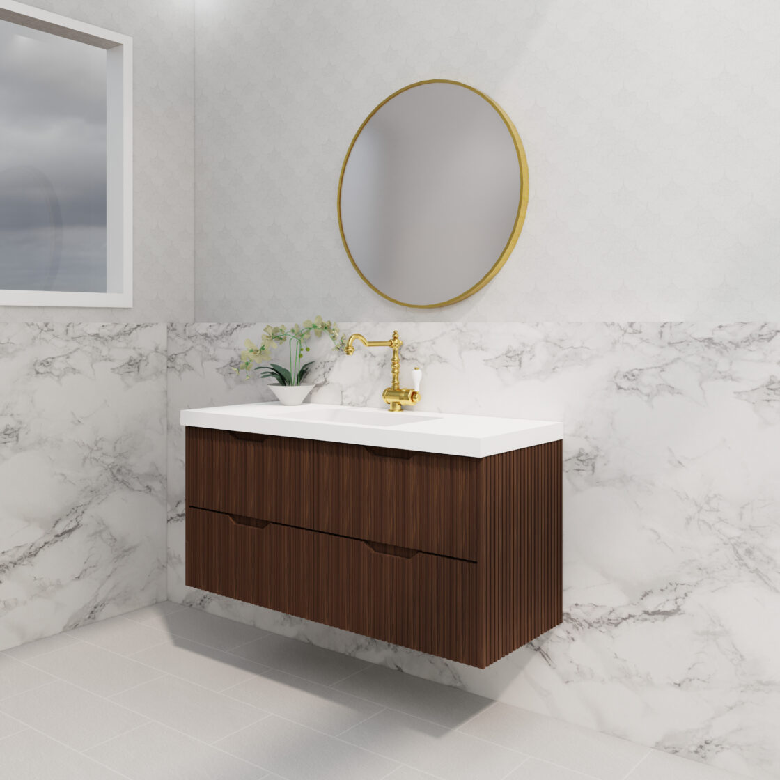 Riva BALI Wall Hung Vanity Brown Oak (All Sizes)
