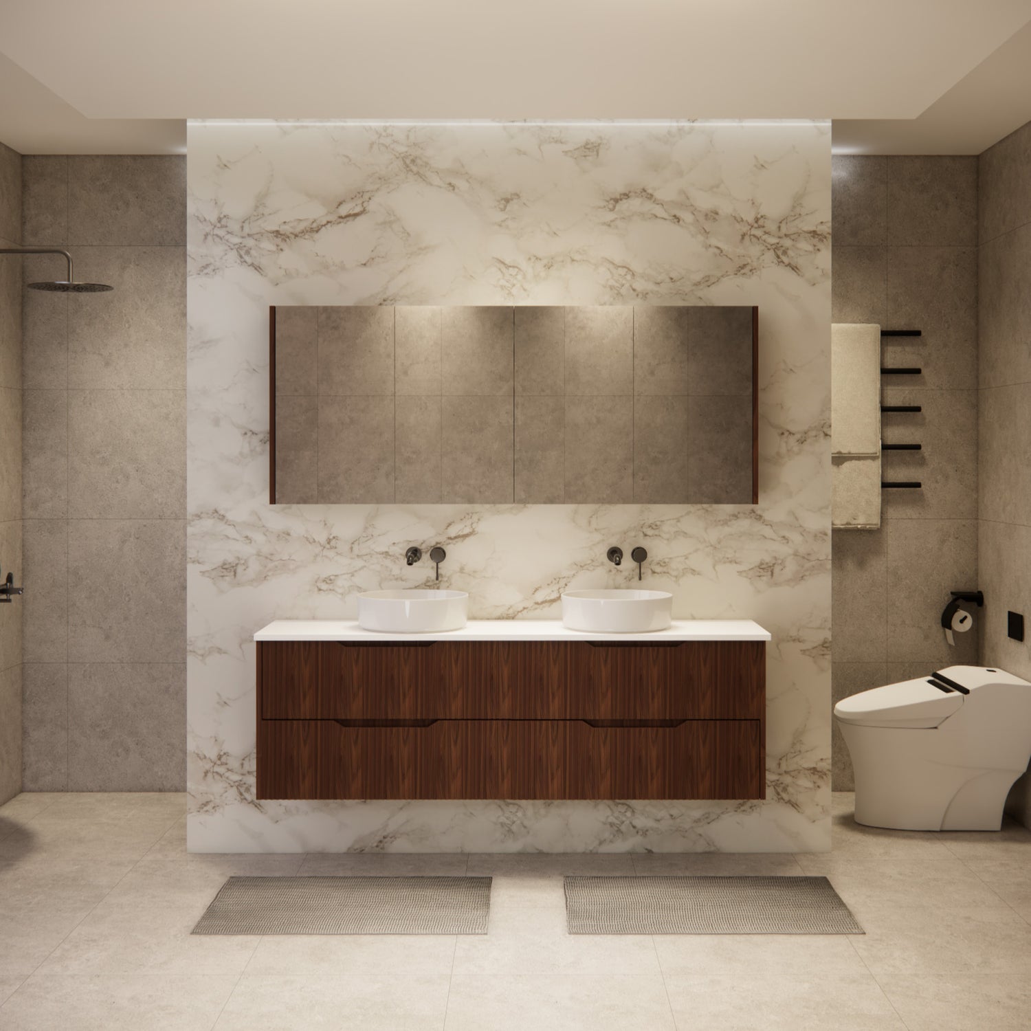 Riva BALI Wall Hung Vanity Brown Oak 