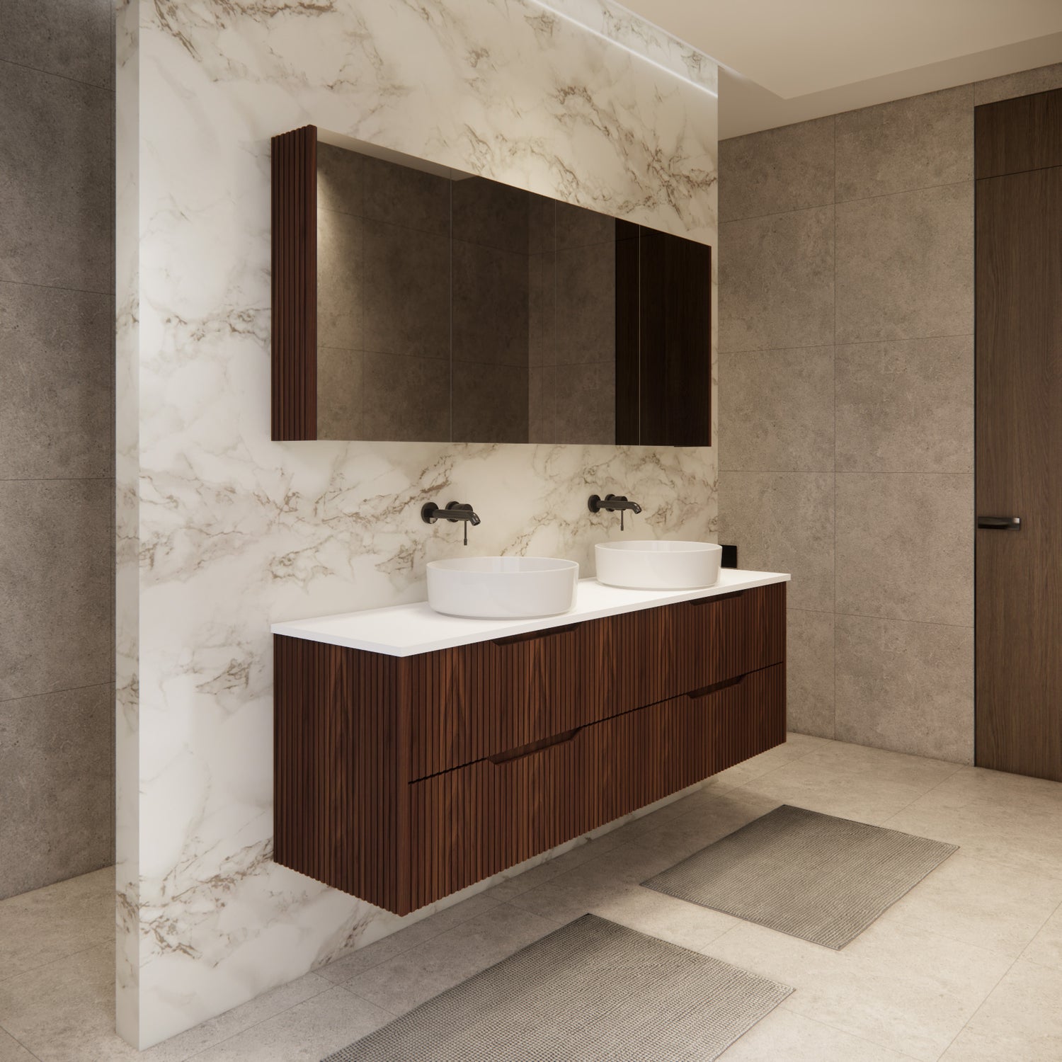 Riva BALI Wall Hung Vanity Brown Oak 