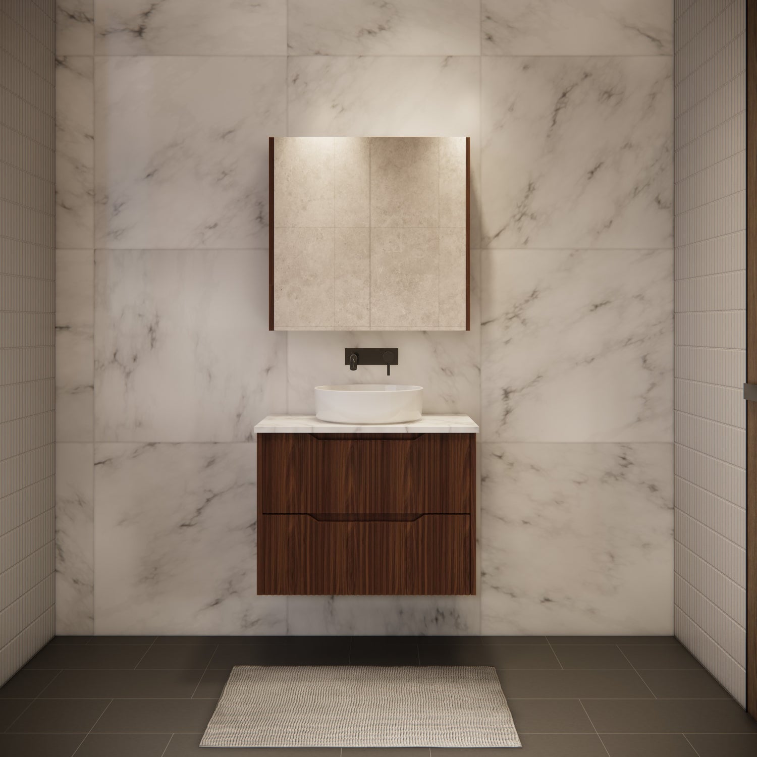 Riva BALI Wall Hung Vanity Brown Oak 