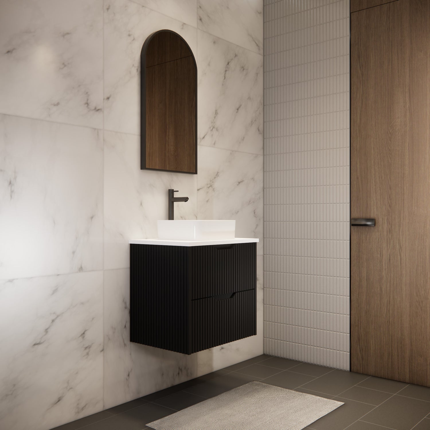 Riva BALI Wall Hung Vanity Matte Black